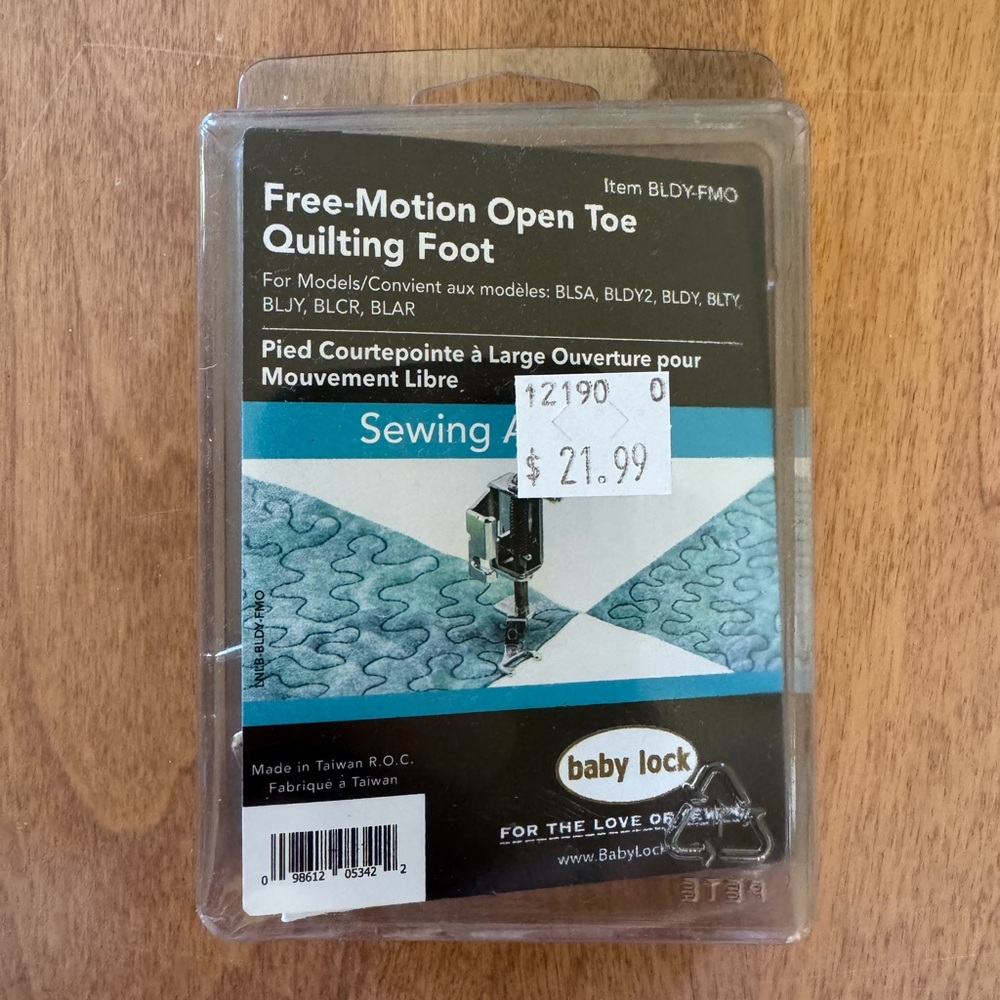 Baby Lock Free-Motion Open Toe Quilting Foot